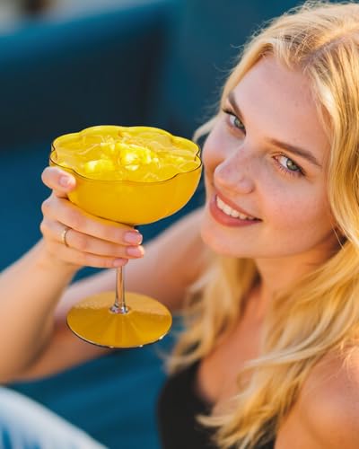 Ciaell 12PCS Plastic Martini Glasses - 10 Oz Amber Elegant Disposable Cocktail Glasses for Champagne Wine Wedding Party An...