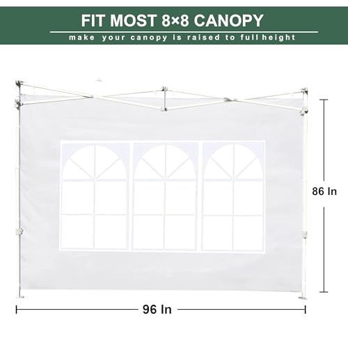 Canopy Sidewalls for 8x8 Pop Up Canopy 99% UV Protection, Waterproof, 3 Pcs Sidewalls Only,(White)