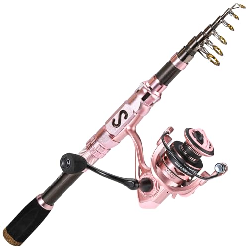 Sougayilang Telescopic Fishing Rod and Reel Combo, Collapsible Travel Fishing Pole and Spinning Fishing Reel, Fishing Gift...