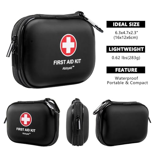 Mini First Aid Kit - 120 Piece Small Waterproof Hard Shell Medical Kit for Car, Home, Office, Travel, Camping, Sports, Out...