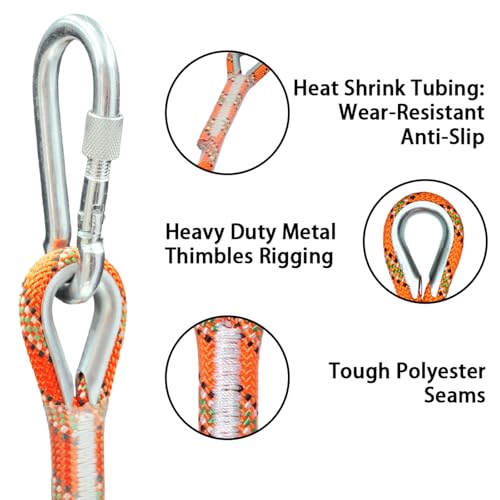 DELLNA 8mm Static Climbing Rope - Heavy Duty Climbing Rope for Rock Climbing, Tree Climbing Gear, Arborist Rope, and Campi...