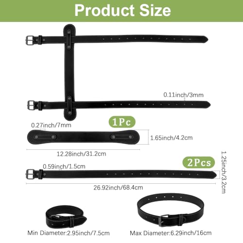 CALFOVERA Outdoor Black PU Leather Picnic Blanket Carry Strap Portable Leather Handle Belt Rug Carrier Motorcycle Bedroll ...