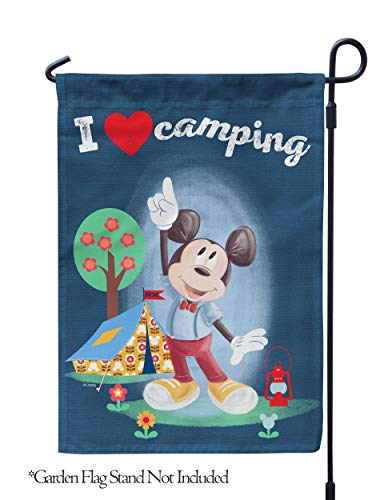 Flagology.com, Disney, Mickey Mouse, Mickey I Love Camping, Outdoor, Garden Flag 12.5"x18", Exclusive Premium Fabric, Camp...