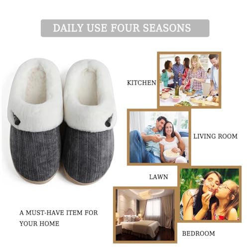 Women's Comfy House Slippers Memory Foam Fuzzy Bedroom Scuffs Slippers Indoor Outdoor Anti Skid Home Shoes with Warm Plush...