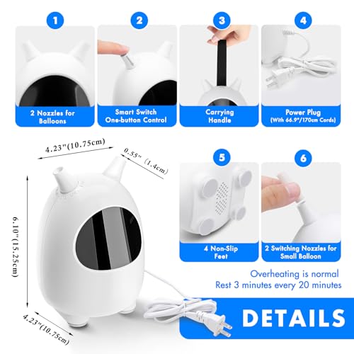 Balloon Pump Electric, SPLAKS Balloons Inflator Air Pump Portable Balloon Blower for Garland Arch, Party Decoration