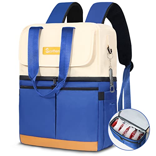 Scothen Backpack Cooler with Double Decker & 12 Ice Packs- Keeps 36 Cans Cold for Up to 24 Hours- Waterproof & Leak Proof ...