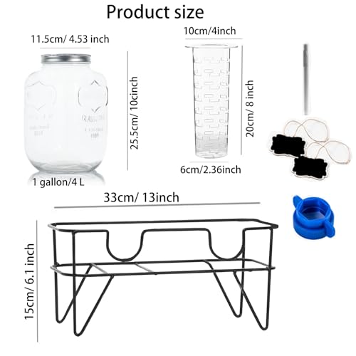 Toowood 1 Gallon Glass Drink Dispensers For Parties 2PACK, Beverage Dispenser, Glass Drink Dispenser with Stand Stainless ...