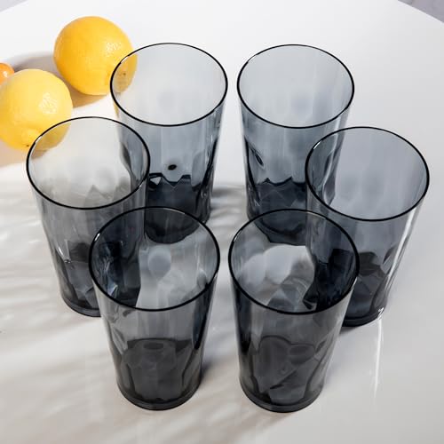 JGIRL Unbreakable Plastic Drinking Glasses, Set of 6, Shatterproof Drinking Cups, Plastic glass cup,16 oz plastic Tumbler ...