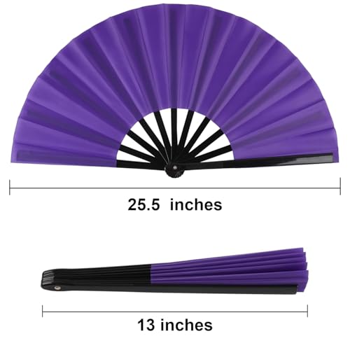 Huralona 5 Pack Large Folding Hand Clap Fan Fabric Rave Popping Fans Chinese Kung Fu Tai Chi Hand Fan Festival Dance Gift ...