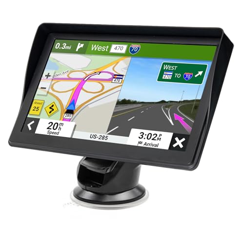GPS Navigator for Car Truck RV - 7'' HD Touchscreen Navigation System, Latest 2025 Maps Free Lifetime Updates, Speed & Red...