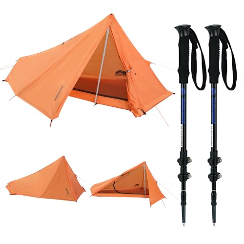 1-Person Ultralight Trekking Pole Tent & Collapsible Aluminum Hiking Poles by Underwood Aggregator