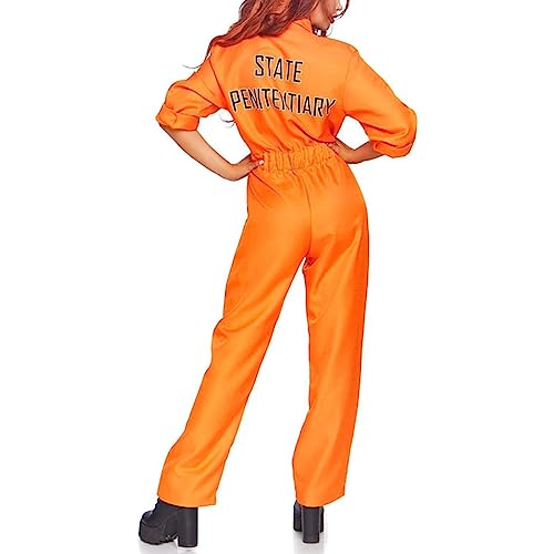 Villagepageme Orange Prison Jumpsuit Costume Women Men Jail Halloween Costumes Couples Matching Prisoner Cosplay Outfits