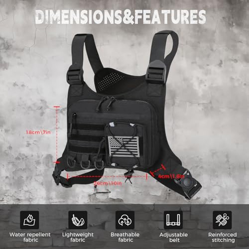 koculemi Outdoor Sports Chest Bag for Men, Chest Vest Holster Fits Most Pistols, EDC Travel Chest Pack for Running, Hiking