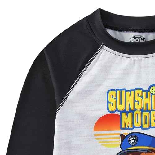 Paw Patrol Nickelodeon Chase Marshall Rubble Boys UPF 50+ Rash Guard and Swim Trunks Swimsuit Set for Toddler and Big Kids