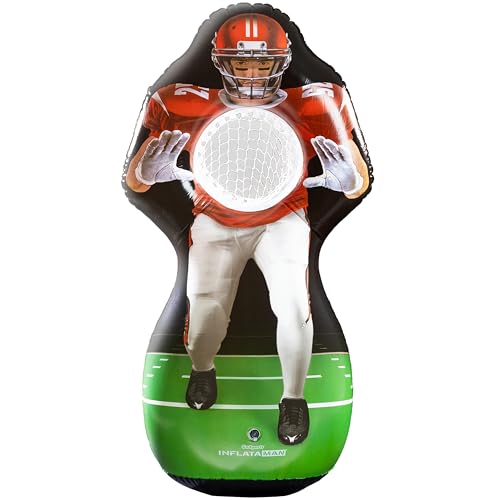 GoSports Inflataman Football Challenge - Includes 4 Rubber Footballs, Ball Pump, and Scoreboard - Inflatable Receiver Touc...