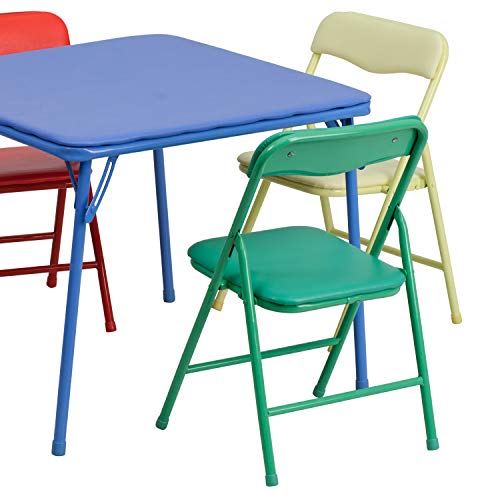 Flash Furniture Mindy Kids 5-Piece set Folding Square Table and Chairs Set for Daycare and Classrooms, Children's Activity...