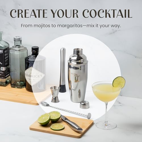 Modern Mixology 8-Piece Cocktail Shaker Set with Velvet Bag | Complete Cocktail Kit Gift Set | Top Bartender Gifts for Men...