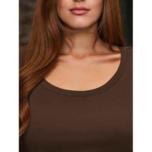 Ekouaer Womens Long Sleeve Shirts 3 Packs Scoop Neck Ribbed Tops Fitted Thermal Undershirt Soft Layering Tees XS-XXL