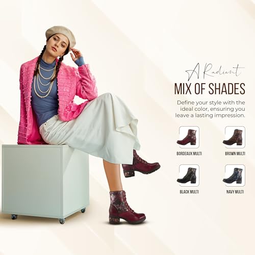 L'Artiste by Spring Step Marty Met Hand Painted Metallic Floral Ankle Boots for Women | Shoes for Women with Arch Support ...
