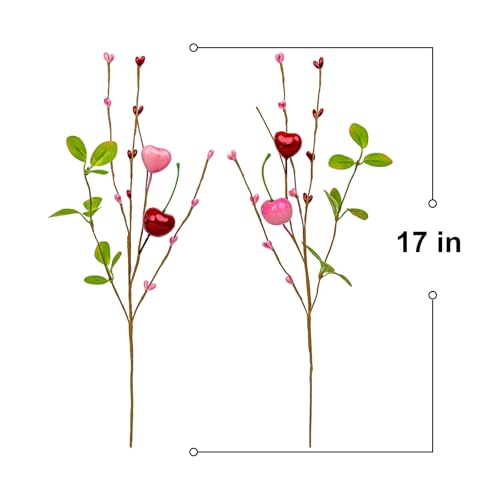 Yawwind 12 PCs Valentine Table Centerpieces 17 Inches Valentines Picks Valentines Day Floral Stems Romantic Heart Flower P...