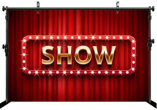 MAEQLQLM 5x4ft Night Show Backdrop Red Curtain Sparkling Bulbs Red Night Lights Background for Dancing Music Party Singer ...