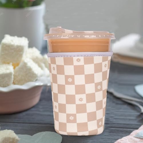 Reusable Insulated Neoprene Iced Coffee Cup Sleeve, Durable Drink Sleeve for Cold Beverages, Beverage Holder for Iced Coff...