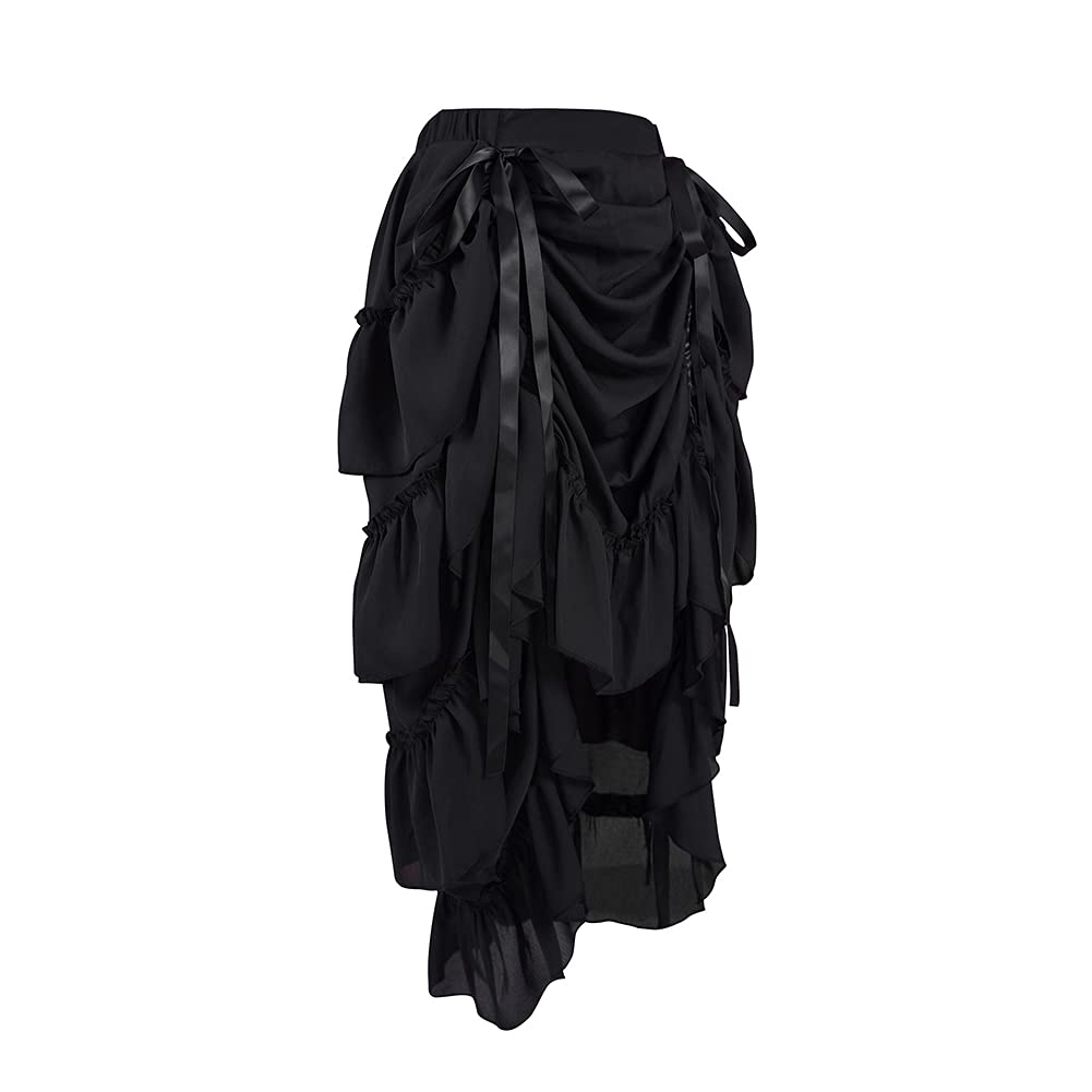 Cacycasa Womens Steampunk Victorian Cosplay Costume High-Low Show Skirt (Small, Black)