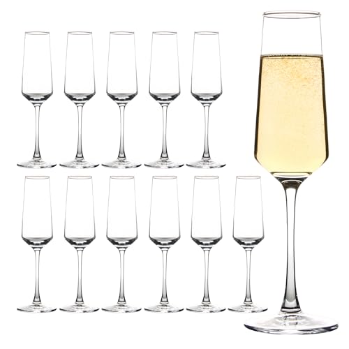 CZUMJJ Champagne Glasses Set of 12, Elegant Champagne Flutes, Modern Sparkling Wine Glasses for Home Bar, Wedding, Anniver...