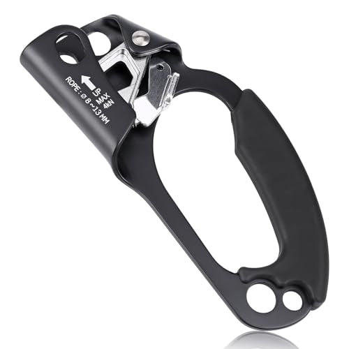 QKURT Mountaineering Climbing Hand Ascender, Right Hand Ascender Rock Climbing Tree Arborist Rappelling Gear Equipment Rop...