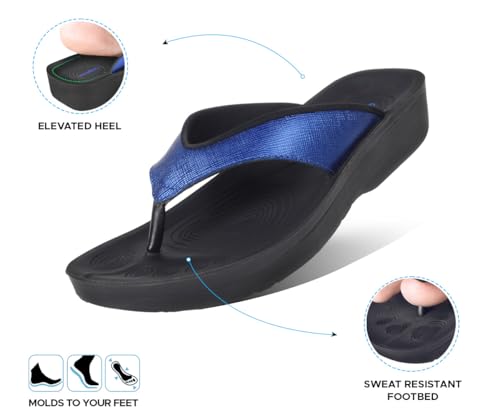Aerothotic Arch Support Flip Flops for Women Comfortable Orthopedic Cushioned Memory Foam Footbed with Faux Leather Padded...