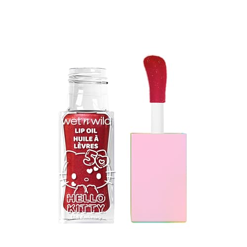 wet n wild Hello Kitty Glitter Lip Oil, New 10 Oil Infused Formula, Warm Apple Pie Lightly Scented, Sparkly Bold Colors, C...