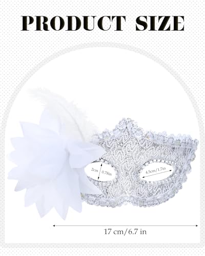 Zinniday Flower Masquerade Mask for Women - Halloween LED Eye Mask Floral Venetian Ball Lace Masks for Carnival Party