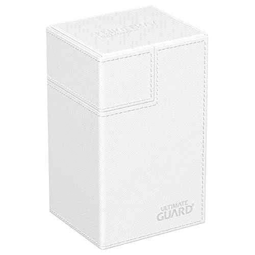 Ultimate Guard Flip'n'Tray 80+, Deck Case for 80 Double-Sleeved TCG Cards + Dice Tray, White, Independent Magnetic Closure & Microfiber Inner Lining