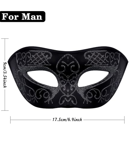 SIQUK Couple Masquerade Masks with Stick Venetian Party Mask Halloween Costume Carnival Mask for Couples Women and Men