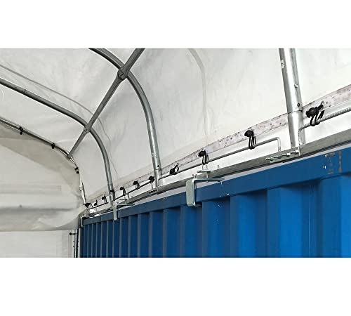 Mytee Products 40'(L) x 40'(W) Shipping Container Canopy Shelter - 21 Oz 610 GSM PVC White Cover Storage Container Roof wi...