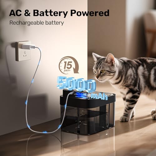 HAPAW Cat Water Fountain, Wastewater Separation & No Filter Cotton, Pet Water Dispenser with 101oz/3L Large Capacity Tank,...