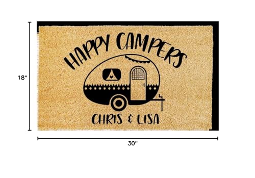WoodByStu Happy Campers | Camping Welcome Mat | Custom Door Mat | Personalized Doormat | Camper Decor | Camper Doormat | C...