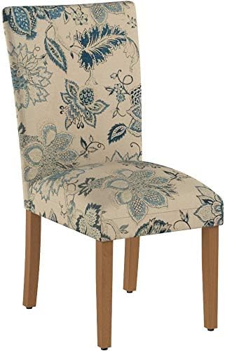 HomePop Parsons Classic Upholstered Accent Dining Chair, Set of 2, Blue Jacobean