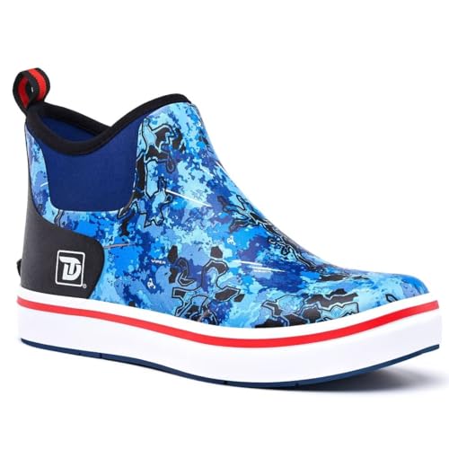 Trudave Mens Deck Boots, Waterproof Rubber Fishing Rain Boots, Anti-slip Short Ankle Shoes for Outdoor Fishing, Boating, S...