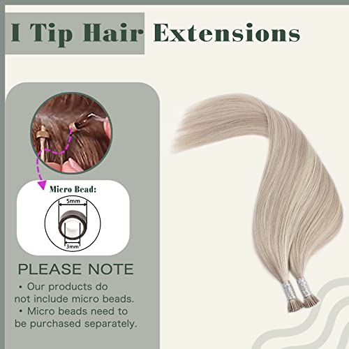 Sixstarhair I Tip Hair Extensions Human Hair Highlight Color Blonde 20/60 Gold Blonde With Ash Blonde I Tip Human Hair Soft Cold Fusion Itip Hair Extensions Remy Human Hair 24 Inch 50g/Pack