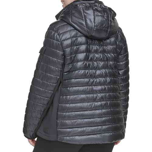 Calvin Klein Womens Scuba Sleeve Hooded Diamond Waist JacketPuffer Jacket
