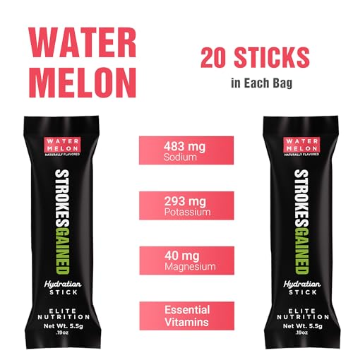 Strokes Gained Golf Hydration Watermelon Electrolyte Powder – Sugar Free Drink Mix Packets – Golf Accessories for Men & Wo...