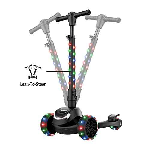 Jetson 3-Wheel Light-Up Kick Scooter, Lights on Stem & Wheels, Height Adjustable Handlebar, Rear Brake, Foldable, Ages 3+