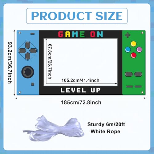 Large 73inch Video Game Photo Prop Game on Birthday Party Decorations Blue Green Handheld Gaming Console Banner Backdrop G...