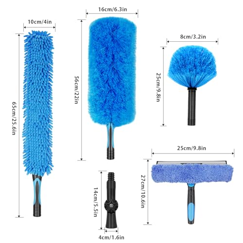 30 Foot High Ceiling Duster Kits with 4.7-24 FT Carbon Fiber Extension Pole, Feather Duster, Cobweb Duster, Ceiling Fan Du...