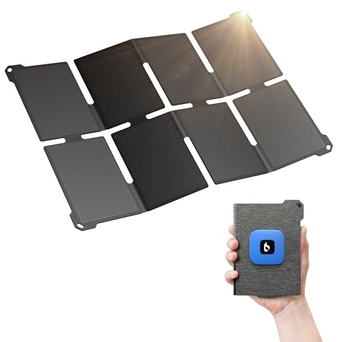 [Upgraded] BigBlue Ultra-Light Portable 25W Solar Panel Charger with USB-A and USB-C Ports, 0.84 lbs Pocket-Size IP68 Wate...