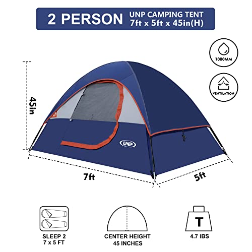 Camping Tent 2 Person, Waterproof Windproof Tent with Rainfly Easy Set up-Portable Dome Tents for Camping…