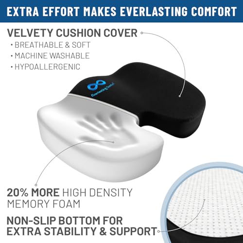 Everlasting Comfort Doctor Recommended Memory Foam Seat Cushion for Office Chairs & Car - Ergonomic Office Desk Accessorie...