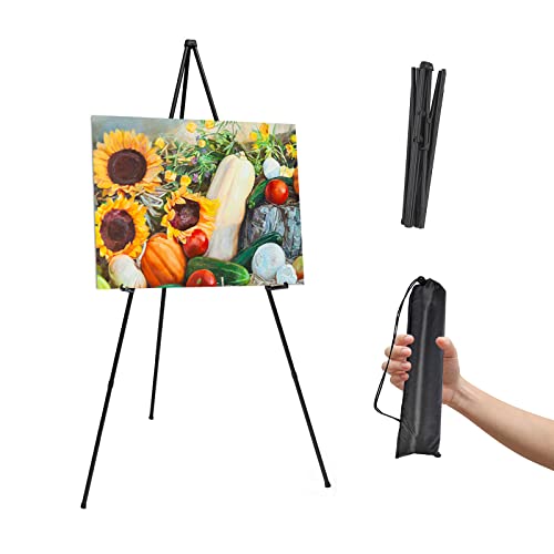 Thickened Easel Stand for Wedding Sign & Poster 63'' Portable Easels for Display Art Easel for Floor Adjustable Metal Ease...
