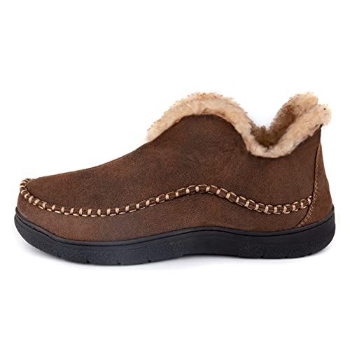 Wishcotton Men's Moccasin Bootie Slippers With Cozy Memory Foam, Winter Warm Fuzzy Indoor Outdoor House Shoes